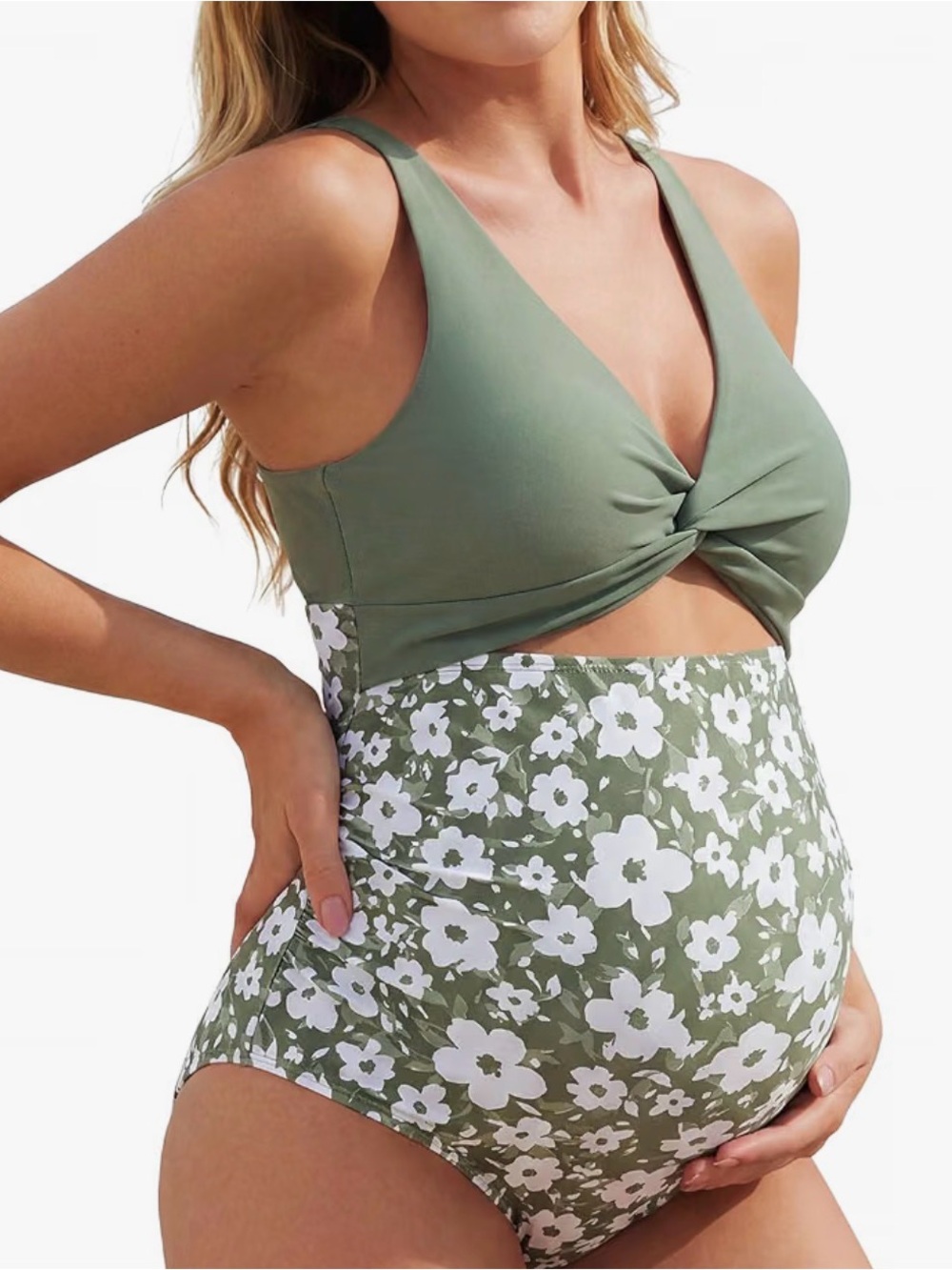 SummerMae Twist Front Cut Out Maternity Swim